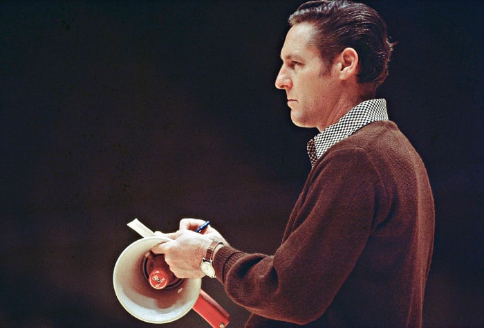 Sharman had to use a megaphone for much of the season.